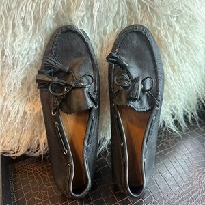 Coach Black Leather Tassel Loafers